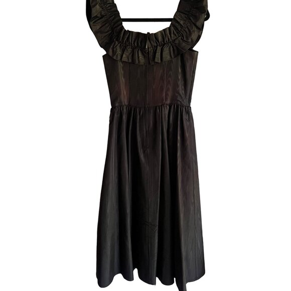 GUNNE SAX By Jessica McClintock Size 9 Black Gothic Ruffle Trim Vintage Dress - Picture 5 of 16